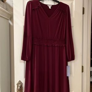 London Times Dress port wine color size 14W.